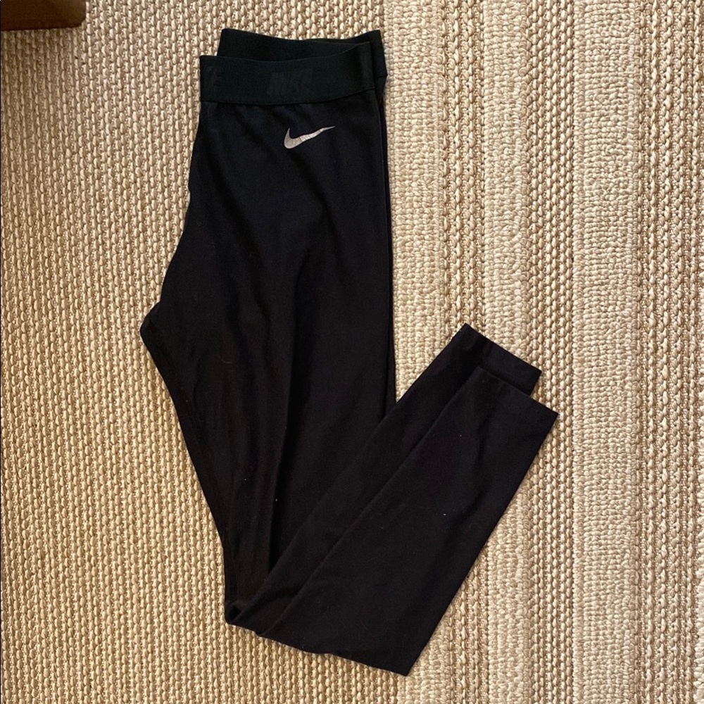 Nike Black Leggings with Silver Logo
